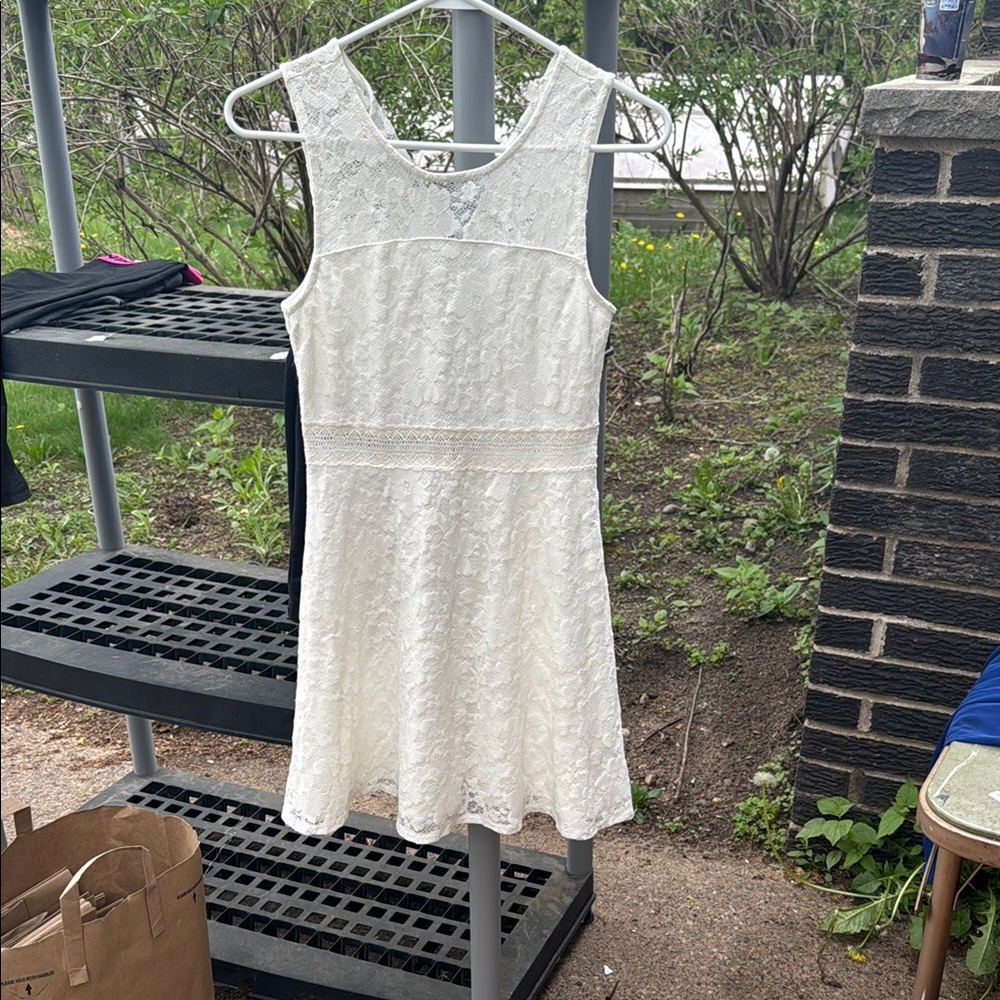 Garage White Sleeveless A-Line Mini Dress